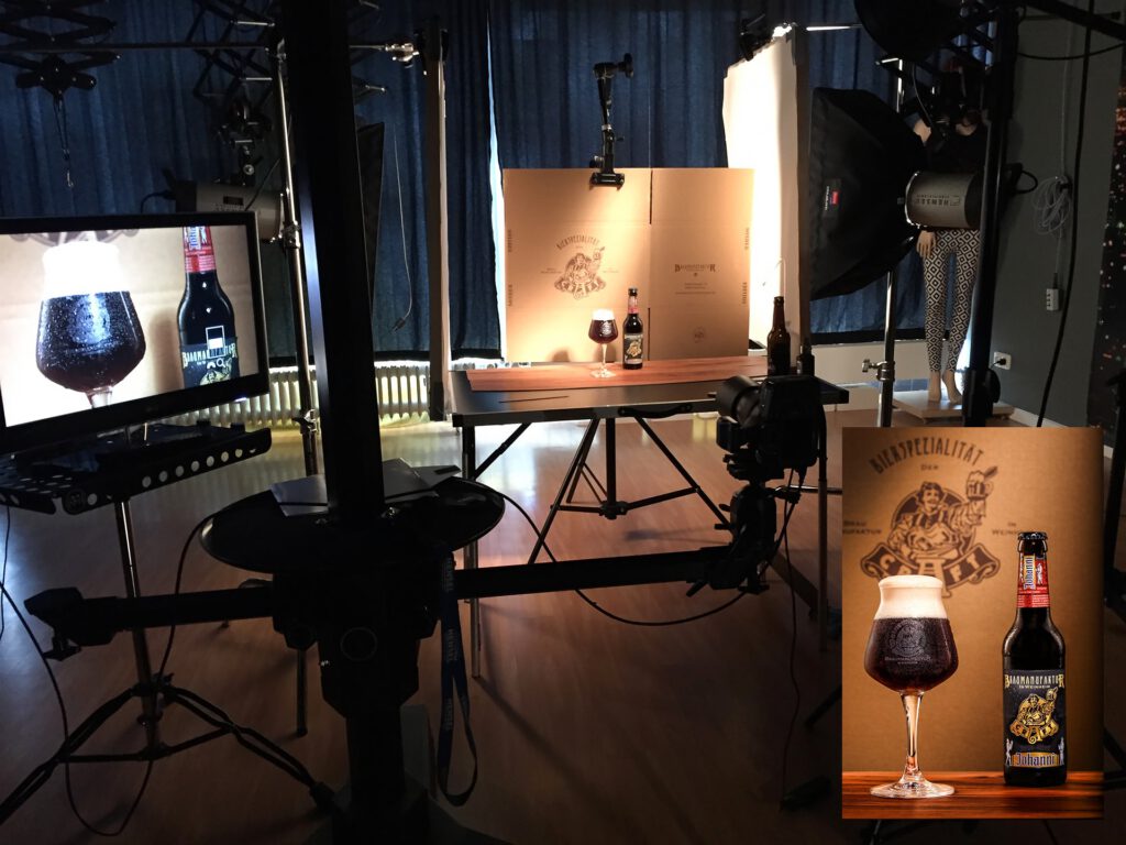 Bierfotografie für Brauerei Licht Setup