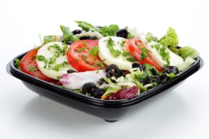 Foodfotografie von italienischem Salat mit Tomate Mozarella